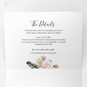 熱帯葉国結婚の写真とRSVP詳細 三つ折り招待状 (内部最初)