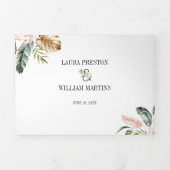 熱帯葉国結婚の写真とRSVP詳細 三つ折り招待状 (カバー)