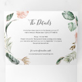 熱帯葉国結婚の写真とRSVP詳細 三つ折り招待状 (内部最初)