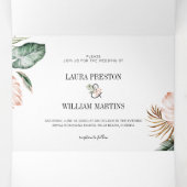 熱帯葉国結婚の写真とRSVP詳細 三つ折り招待状 (内部中)