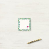 熱帯葉型とピンクのフラミンゴ ポストイット (デスク上)