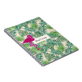 熱帯葉型とピンクフラミンゴカスタム ノートブック (右側)