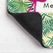 熱帯葉型とピンクフラミンゴカスタム マウスパッド (コーナー)