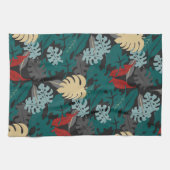 熱帯葉型模様 キッチンタオル (横)