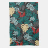 熱帯葉型模様 キッチンタオル (縦)