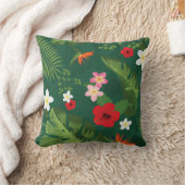 熱帯葉型模様 クッション (ブランケット)