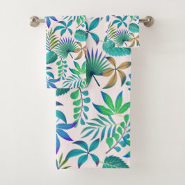 熱帯葉型模様 バスタオルセット