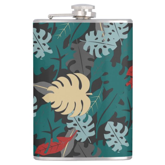 熱帯葉型模様 フラスク (正面)