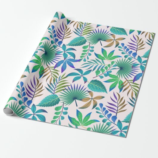 熱帯葉型模様 ラッピングペーパー (アンロールド)