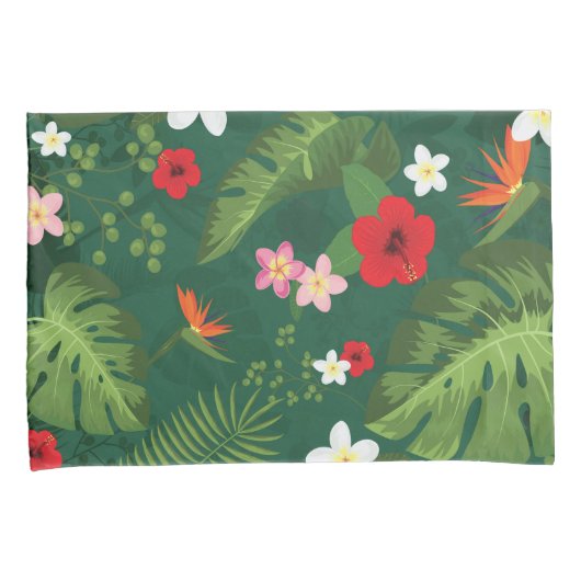 熱帯葉型模様 枕カバー (正面右)