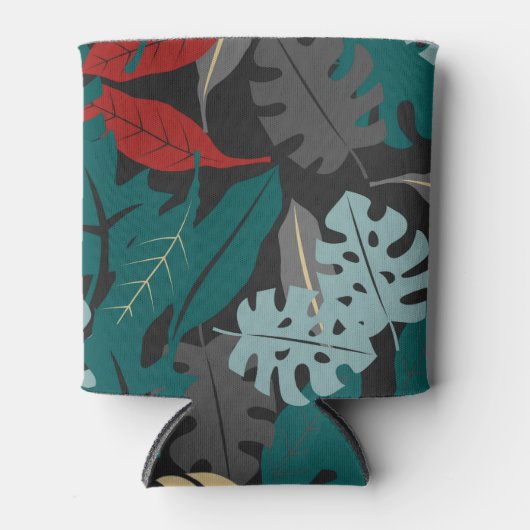 熱帯葉型模様 缶クーラー (正面)