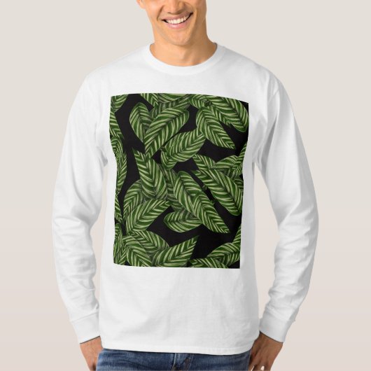 熱帯葉型模様 Tシャツ (正面)