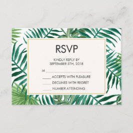 熱帯葉型結婚式RSVP 出欠カード