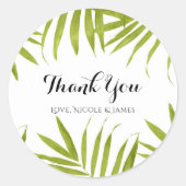 熱帯葉夏のエレガントな結婚祝い ラウンドシール (正面)