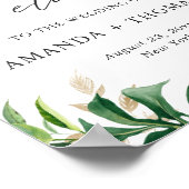 熱帯葉夏ビーチ結婚式ウェルカムサイン ポスター (角)