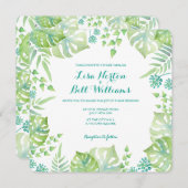 熱帯葉水色結婚式招待状 招待状 (正面/裏面)