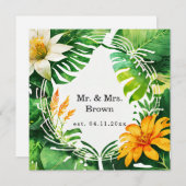 熱帯葉水色 招待状 (正面/裏面)