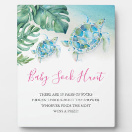 熱帯葉海亀の赤ちゃんシャワーゲームサイン フォトプラーク