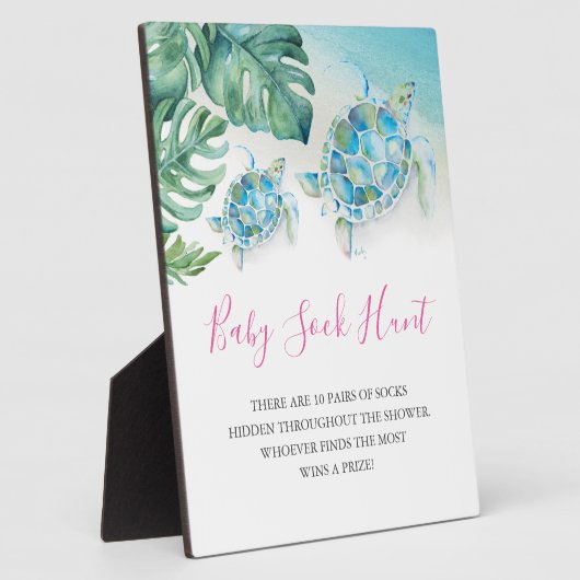 熱帯葉海亀の赤ちゃんシャワーゲームサイン フォトプラーク (側面)