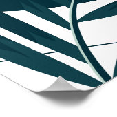 熱帯葉白色鮮パターン ポスター (角)