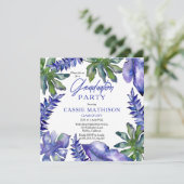 熱帯葉紫色 |グリーン卒業パーティー 招待状 (スタンド正面)