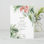 熱帯葉緑の花結婚の 招待状 (スタンド正面)