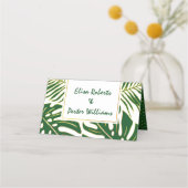 熱帯葉緑結婚モダンの折り畳みエスコート プレイスカード (裏面)