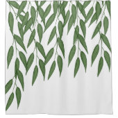 熱帯葉緑自然白葉 シャワーカーテン (正面)