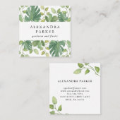 熱帯葉緑|および白 スクエア名刺 (正面/裏面)
