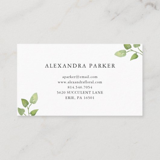 熱帯葉緑|および白 名刺 (裏面)