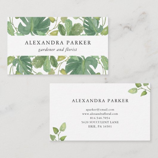 熱帯葉緑|および白 名刺 (正面/裏面)