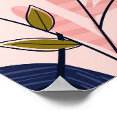 熱帯葉花ヴィンテージプリント ポスター (角)