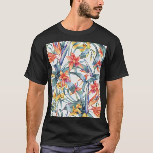 熱帯葉花ヴィンテージ Tシャツ (正面)