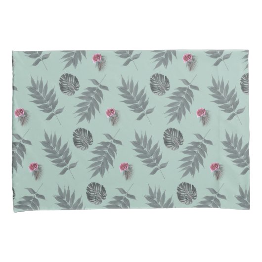 熱帯葉花柄 枕カバー (正面右)