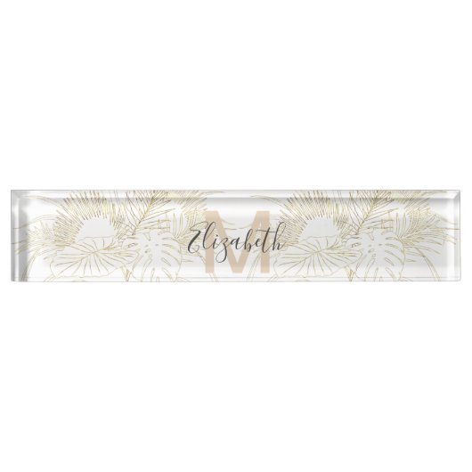 熱帯葉金エレガント線のデザイン デスクネームプレート (正面)