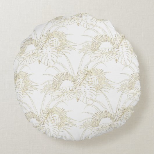 熱帯葉金エレガント線のデザイン ラウンドクッション (裏面)