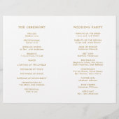 熱帯葉金ゴールドの結婚式プログラム (裏面)