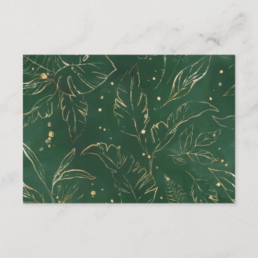 熱帯葉金ゴールドウェディングQRコード付きRSVP エンクロージャーカード (裏面)