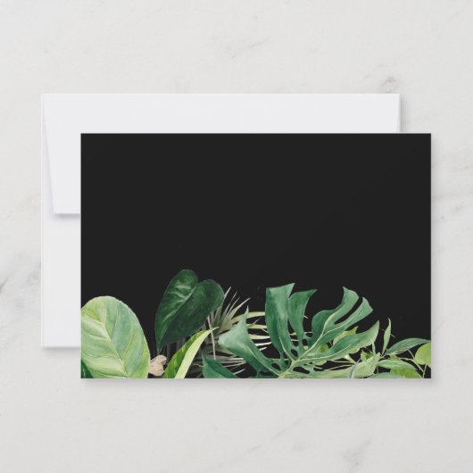 熱帯葉金ゴールドスクリプト日付写真を保存 案内状 (裏面)