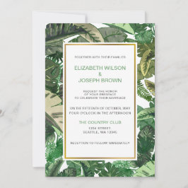 熱帯葉金ゴールド温室結婚植物薬 招待状