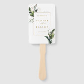 熱帯葉金ゴールド結婚式プログラム ハンドファン (正面)