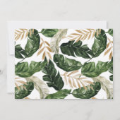 熱帯葉金箔フレーム写真バプテスマ 招待状 (裏面)