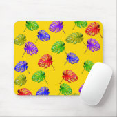 熱帯葉黄色背景マウスパッド マウスパッド (マウス)