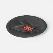 熱帯葉黒色の花 ペーパープレート (アングル)