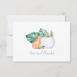 熱帯葉、キツネ、カボチャサンキューカード サンキューカード