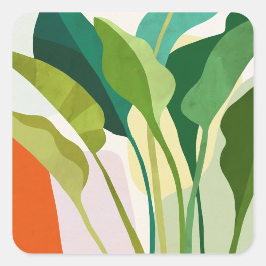 熱帯葉 スクエアシール (正面)