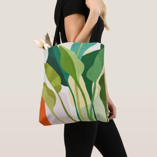 熱帯葉 トートバッグ (クローズアップ)