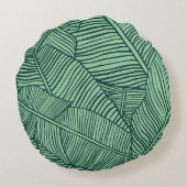 熱帯葉。バナナの葉のシームレスなテクスチャ ラウンドクッション (裏面)