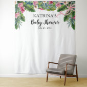 熱帯葉 |ピンクのフローラガール・ベビーシャワー タペストリー (インサイチュ)