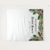 熱帯葉 |ピンクフローラブライダルシャワー タペストリー (正面(横))